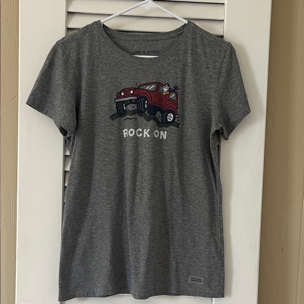 Life is Good Gray 'Rock On' Graphic Tee